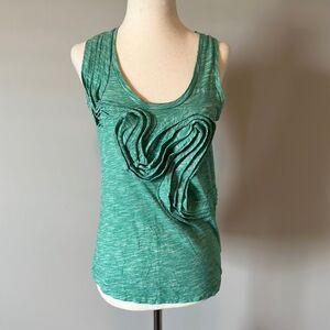 Little Yellow Button sz S green heathered twist scoop neck tank cami